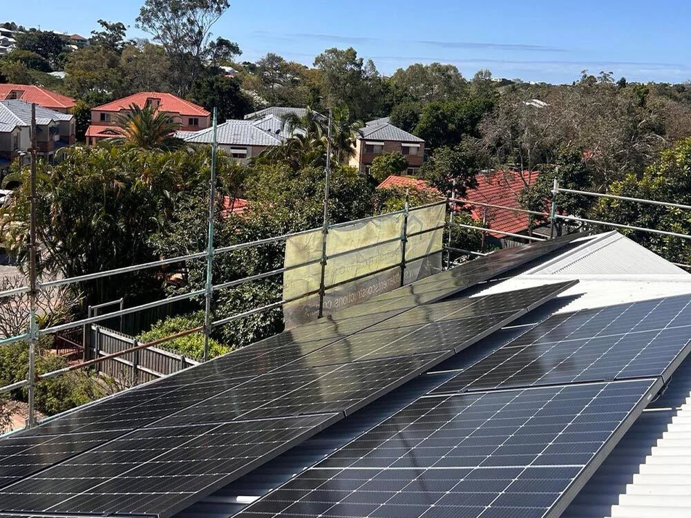 Rooftop solar panel array installed by Coastal Solar Solutions
