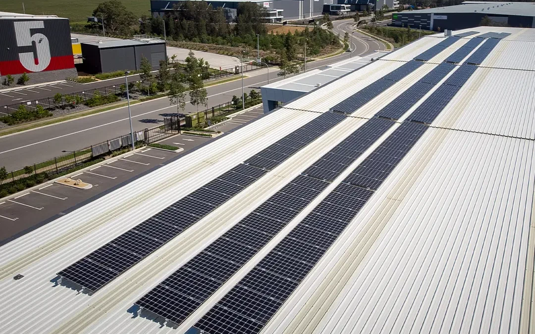 Commercial solar system on a business roof
